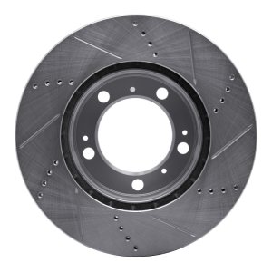 Porsche Boxster Brake Rotor (1) - Front Left - R1 Concepts - Drilled & Slotted - Silver - `97-`04